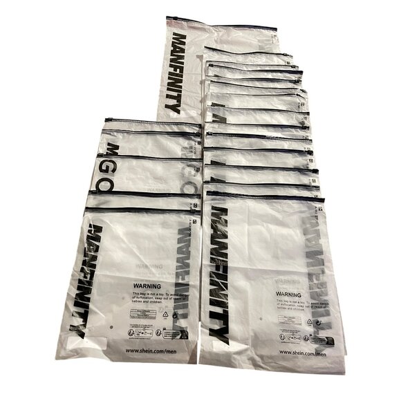 19~Mix Shein MANFINITY Clear Plastic Zipper Bags Reusable Storage For Clothing - Picture 1 of 7